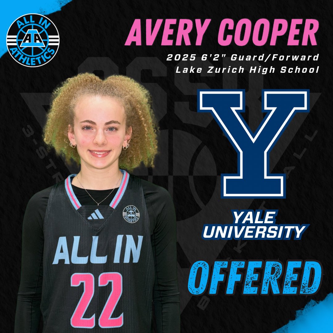 Congrats to ALL IN 2025 Avery Cooper on receiving an offer from <a href="/YaleWBasketball/">Yale Women’s Basketball</a> 

<a href="/averycoop10/">Avery Cooper</a> <a href="/aiathletics/">ALL IN Athletics</a> <a href="/lzgirlsbball/">Lake Zurich HS Girls Basketball</a> <a href="/3SSBGCircuit/">3Stripes Select Basketball Girls Circuit</a>