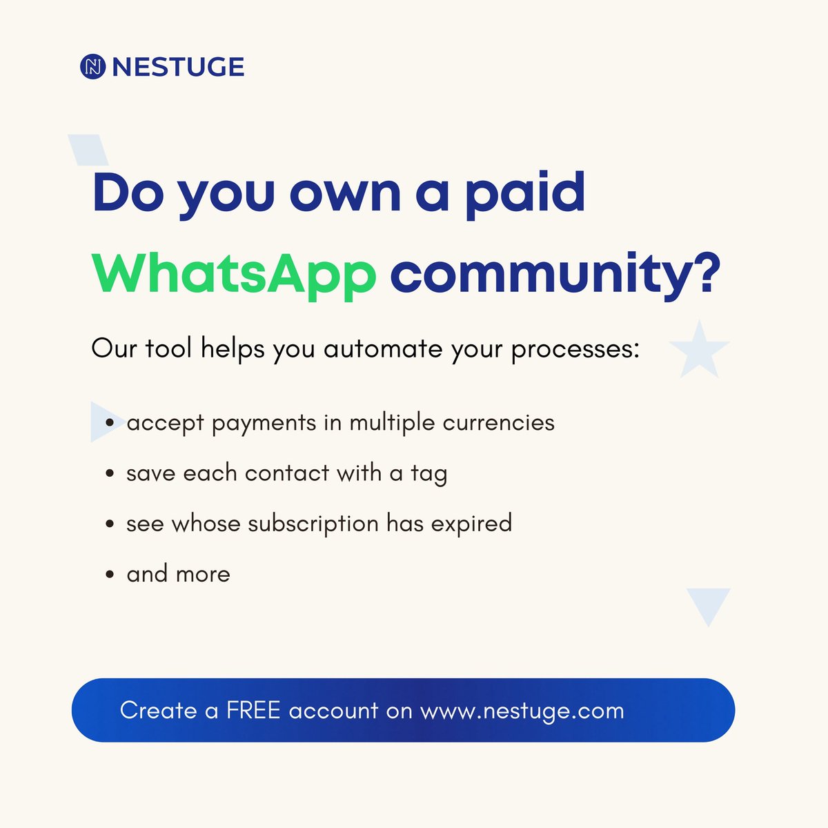nelsonweze's tweet photo. If you run an online class or membership on Telegram/WhatsApp, we’ve got really cool automations that will save 90% of your time and make you more efficient. https://t.co/MErSLI74Mh