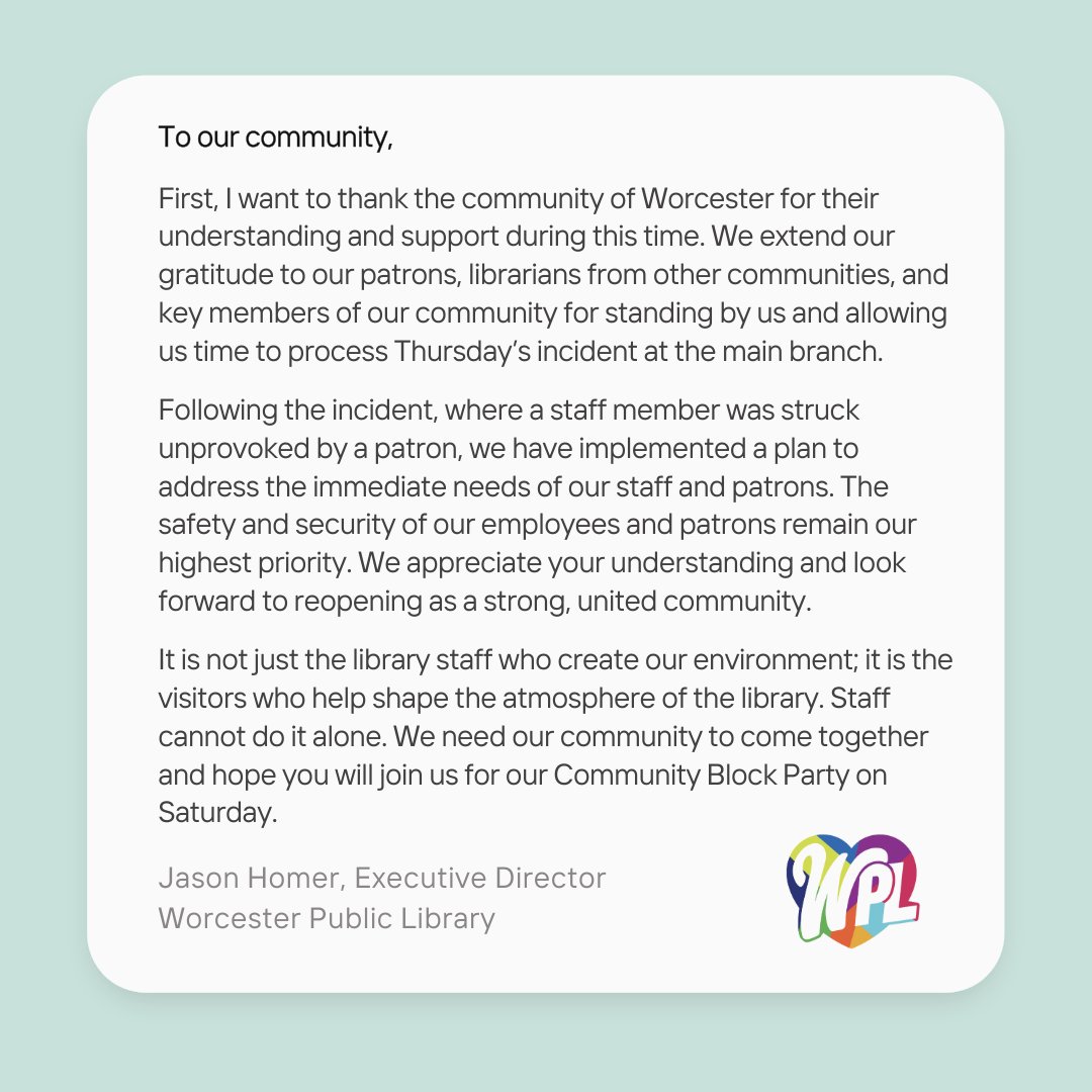 A message to our community: