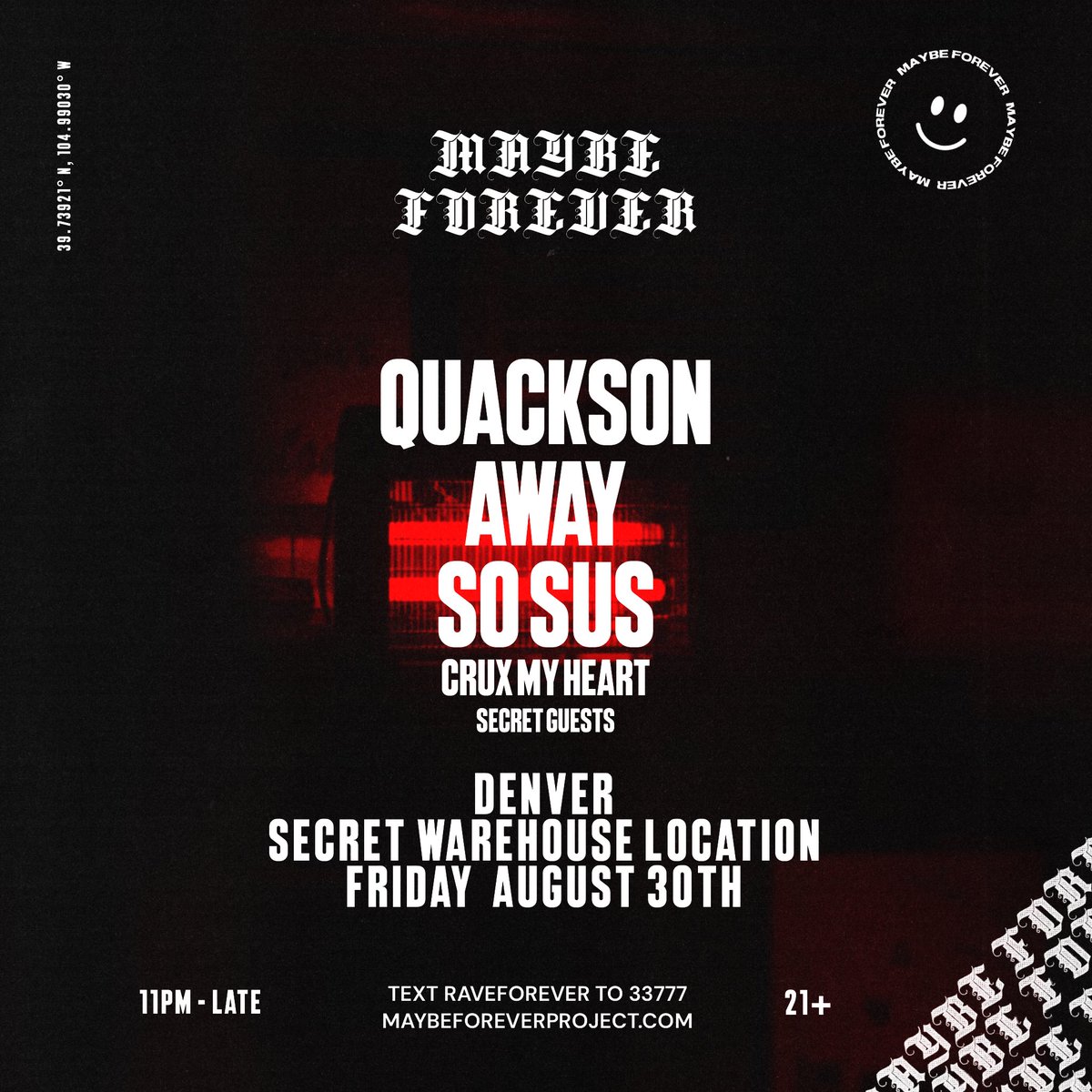 August 30th. <a href="/quacksonmusic/">quackson</a> <a href="/awaynotfound/">AWAY</a> <a href="/SoSusMusic/">So Sus</a> <a href="/cruxmyheart/">crux my heart</a> 
❌💢⭕️