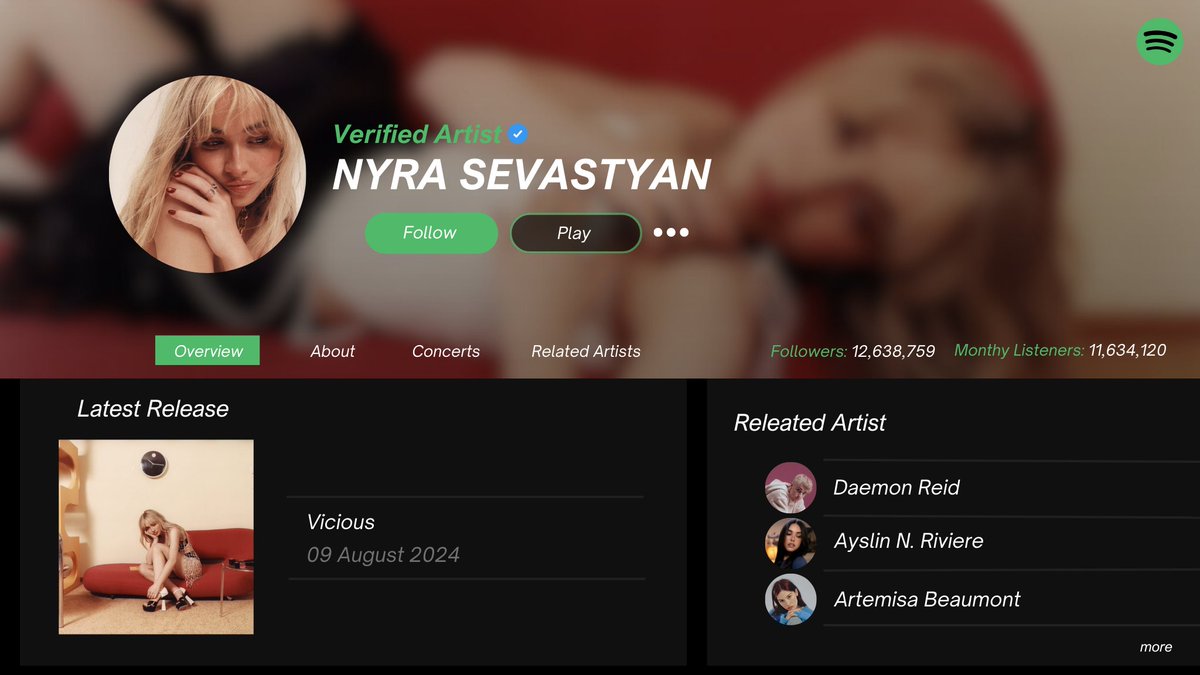 🎧🎶 © #iSpotifyRP
(+) 𝗡𝘆𝗿𝗮 𝗦𝗲𝘃𝗮𝘀𝘁𝘆𝗮𝗻 (<a href="/luxenscripts/">moved to @luxenote 💌</a>)
𝗣𝗿𝗼𝗳𝗶𝗹𝗲 𝗨𝗽𝗱𝗮𝘁𝗲 › #ViciousRP

Nyra Sevastyan's Profile has been updated with her most recently single: "𝗩𝗶𝗰𝗶𝗼𝘂𝘀" © 𝟮𝟬𝟮𝟰, #IslandRecordsRP