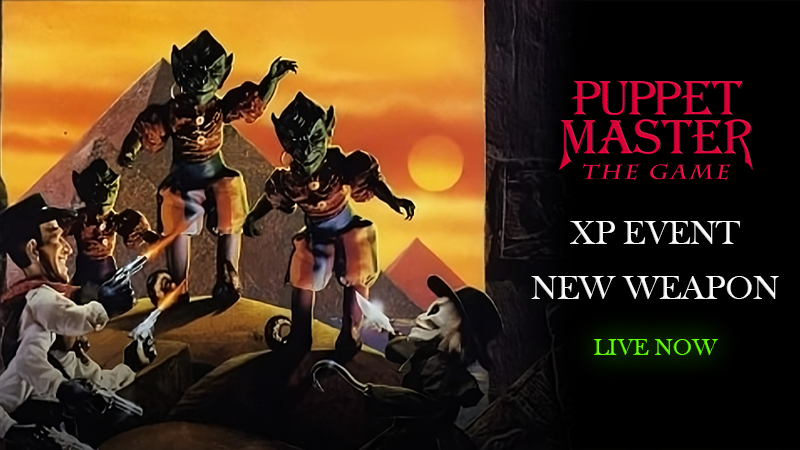 PuppetMasterTG's tweet image. PUPPET WARS EVENT 
Earn double XP in Puppet Wars for every match you complete!
Plus, 50% off XP for all perks!
Event runs now through 09/09!
@fullmoonhorror 
#puppetmaster #puppetmastergame #puppetmasterthegame #puppetwars #puppetmasterblade #horrorgames #multiplayer #indiegames