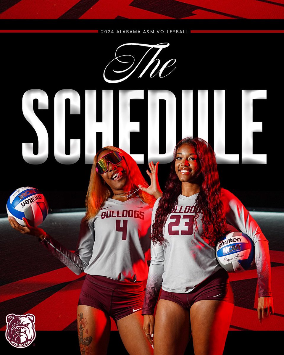 AlabamaAmvb's tweet photo. The wait is over, Bulldogs! 🐾 Get ready to cheer on our Alabama A&M Women’s Volleyball team as they hit the court! 💪✨ What game are you most excited to watch this season? Let us know in the comments! #AAMUVB #BulldogPride #GameDayExcitement https://t.co/r44eIIlb5C