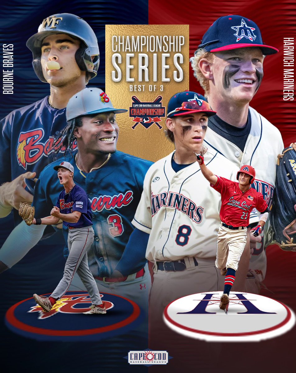 Cape League (@officialccbl) on Twitter photo THE FINALS ARE SET👀🔥
Two-time defending champs <a href="/BourneBraves/">Bourne Braves</a> host the <a href="/HarwichMariners/">Harwich Mariners</a> tomorrow night at 6:00 p.m. for game one🍿🏆
Full release: capecodleague.com/news/2024-cape… THE FINALS ARE SET👀🔥
Two-time defending champs <a href="/BourneBraves/">Bourne Braves</a> host the <a href="/HarwichMariners/">Harwich Mariners</a> tomorrow night at 6:00 p.m. for game one🍿🏆
Full release: capecodleague.com/news/2024-cape…