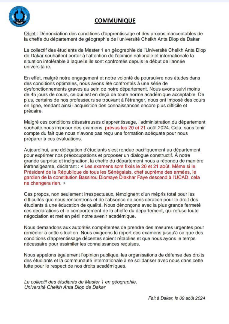 Noo_IDcard's tweet photo. 🚨le collectif des étudiants de Master 1 en géographie dénonce les conditions d’apprentissage dans leur facultés https://t.co/5Q1pmAKaZ6