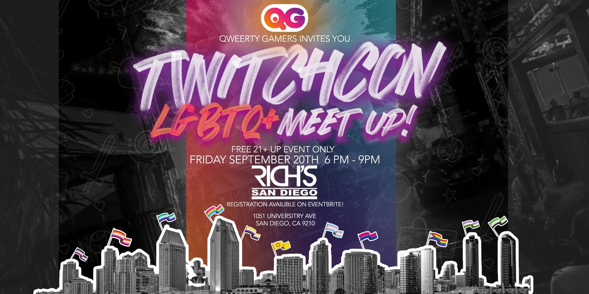 QweertyGamers's tweet image. 🌈Qweerty will be @TwitchCon San Diego🌈Join us at TwitchCon San Diego for Qweerty's LGBTQ+ Meetup &amp;amp; connect with fellow LGBTQ+ creators, streamers, &amp;amp; communites. Also learn more about our work, our non-profit supporting queer gamers &amp;amp; creators. Let's party &amp;amp; connect together! 🎮