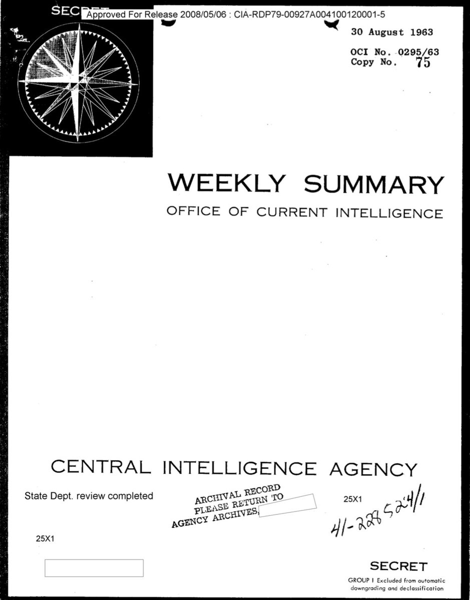 LtKhalifa's tweet photo. CIA DECLASSIFIED 🇺🇸📄: August 1963

An Ethiopian foreign minister told a British diplomat in 1963, that if Somalis continued their Greater Somalia ambitions, they would use northern Somalis as agents against the Somali government.

CIA write the following in 1963: 

“𝘛𝘩𝘦 𝘉𝘳𝘪𝘵𝘪𝘴𝘩 𝘤𝘩𝘢𝘳𝘨é 𝘸𝘢𝘴 𝘵𝘰𝘭𝘥 𝘣𝘺 𝘵𝘩𝘦 𝘢𝘤𝘵𝘪𝘯𝘨 𝘧𝘰𝘳𝘦𝘪𝘨𝘯 𝘮𝘪𝘯𝘪𝘴𝘵𝘦𝘳 𝘵𝘩𝘢𝘵 𝘶𝘯𝘭𝘦𝘴𝘴 𝘚𝘰𝘮𝘢𝘭𝘪 𝘥𝘪𝘴𝘴𝘪𝘥𝘦𝘯𝘤𝘦 𝘴𝘵𝘰𝘱𝘱𝘦𝘥, 𝘌𝘵𝘩𝘪𝘰𝘱𝘪𝘢 𝘮𝘪𝘨𝘩𝘵 𝘶𝘴𝘦 𝘵𝘩𝘦 𝘭𝘢𝘳𝘨𝘦 𝘯𝘶𝘮𝘣𝘦𝘳 𝘰𝘧 𝘚𝘰𝘮𝘢𝘭𝘪 𝘳𝘦𝘧𝘶𝘨𝘦𝘦𝘴 𝘪𝘯 𝘌𝘵𝘩𝘪𝘰𝘱𝘪𝘢 𝘧𝘳𝘰𝘮 𝘵𝘩𝘦 𝘯𝘰𝘳𝘵𝘩𝘦𝘳𝘯 𝘳𝘦𝘨𝘪𝘰𝘯 𝘰𝘧 𝘚𝘰𝘮𝘢𝘭𝘪𝘢 𝘢𝘴 𝘢𝘨𝘦𝘯𝘵𝘴 𝘢𝘨𝘢𝘪𝘯𝘴𝘵 𝘔𝘰𝘨𝘢𝘥𝘪𝘴𝘤𝘪𝘰”