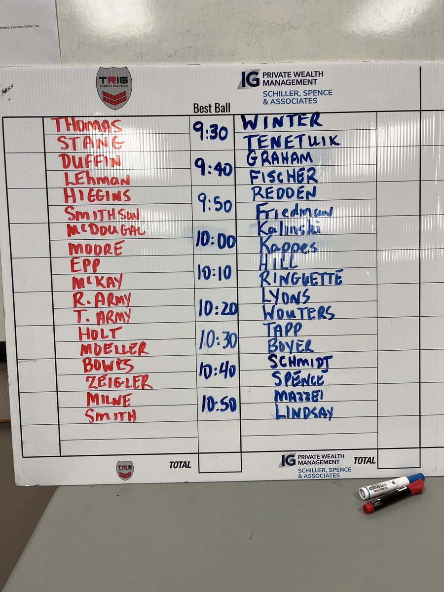 Here are your Saturday morning Best Ball matches for tomorrow morning!! Good luck to both teams!!