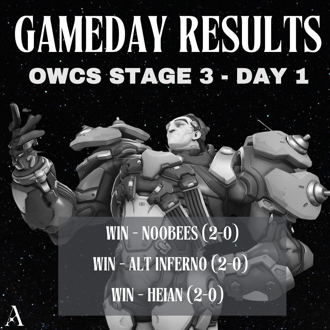 DAY ONE 3-0!! See you tomorrow @ 6est!!

#ArizeToTheStars | #OWCS