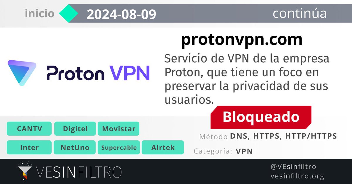 OrlvndoA's tweet image. #ÚLTIMAHORA | Régimen de Nicolás Maduro también bloquea la página web de ProtonVPN.