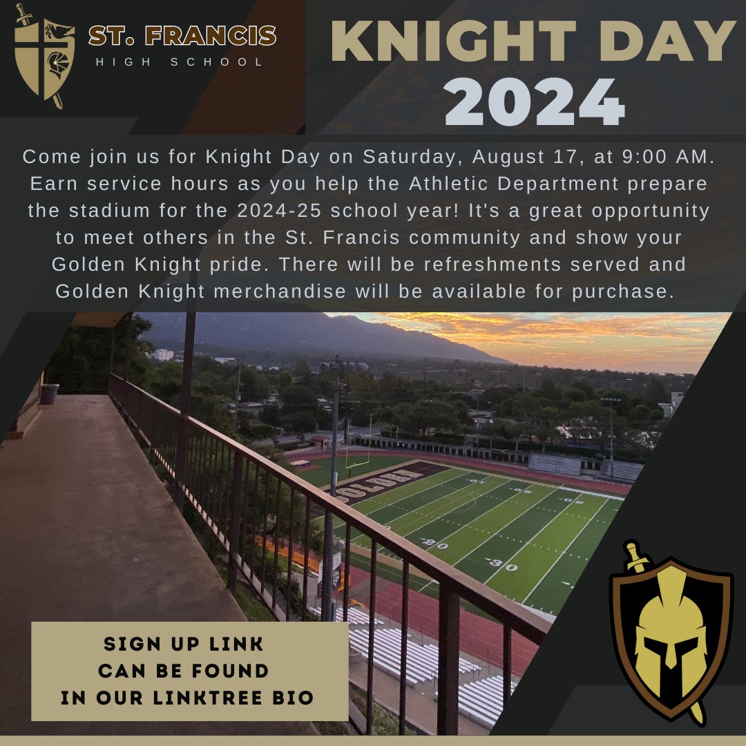 Come join us on Knight Day! It's a great opportunity to show your Golden Knight Pride and support our school community.

#GoKnights #TeamFIRST⚔️
