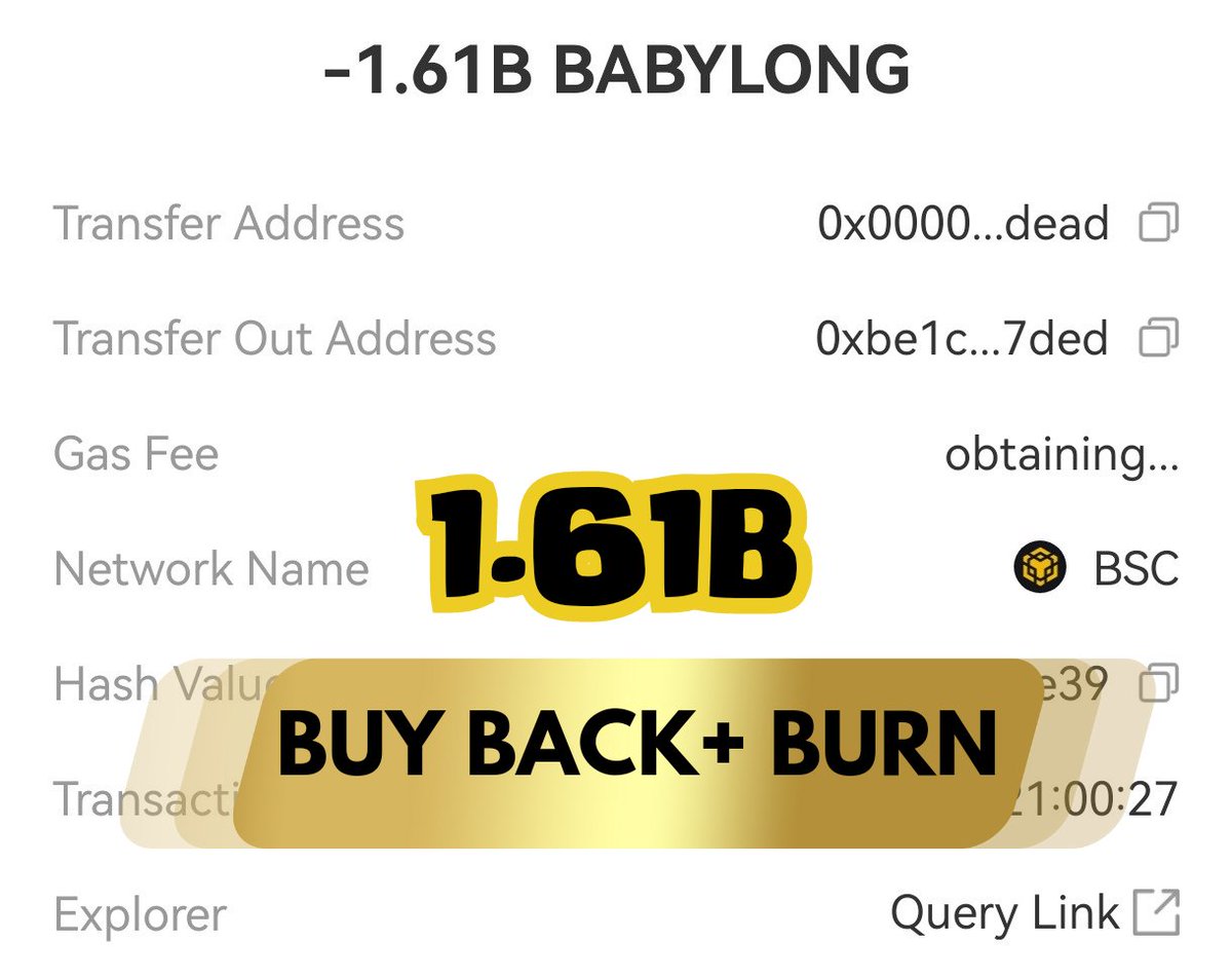 <a href="/anndylian/">Anndy Lian</a> #BABYLONG did continuous buy back + burnt, as of now have accumulated 230k usdt of buy back + burnt 🔥🔥🔥 LFG 🚀🚀🚀