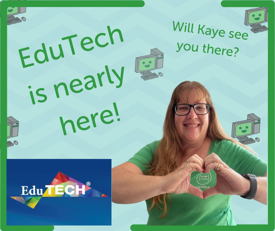 CodeClubAus's tweet photo. EduTech takes place in Melbourne on Aug 13 and 14.  It is Australia's largest conference and exhibition for educators  

Code Club isn't hosting an expo stall this year, but Kaye will be visiting.

Make sure to connect with Kaye via the EduTech app! https://t.co/c4r0K4Kgcq