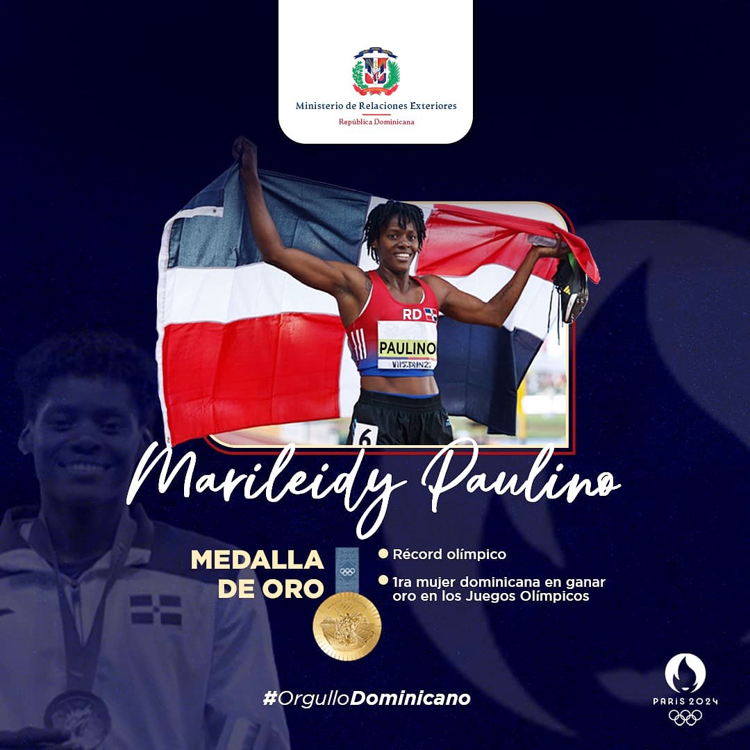 ¡Marileidy, todos los dominicanos corrimos contigo! ❤️🇩🇴✨

Nuestra campeona, Marileidy Paulino, hizo historia al ganar oro en #París2024, rompiendo un récord olímpico con 48.17 segundos; además se convirtió en la primera mujer dominicana en ganar 🥇Medalla de Oro.