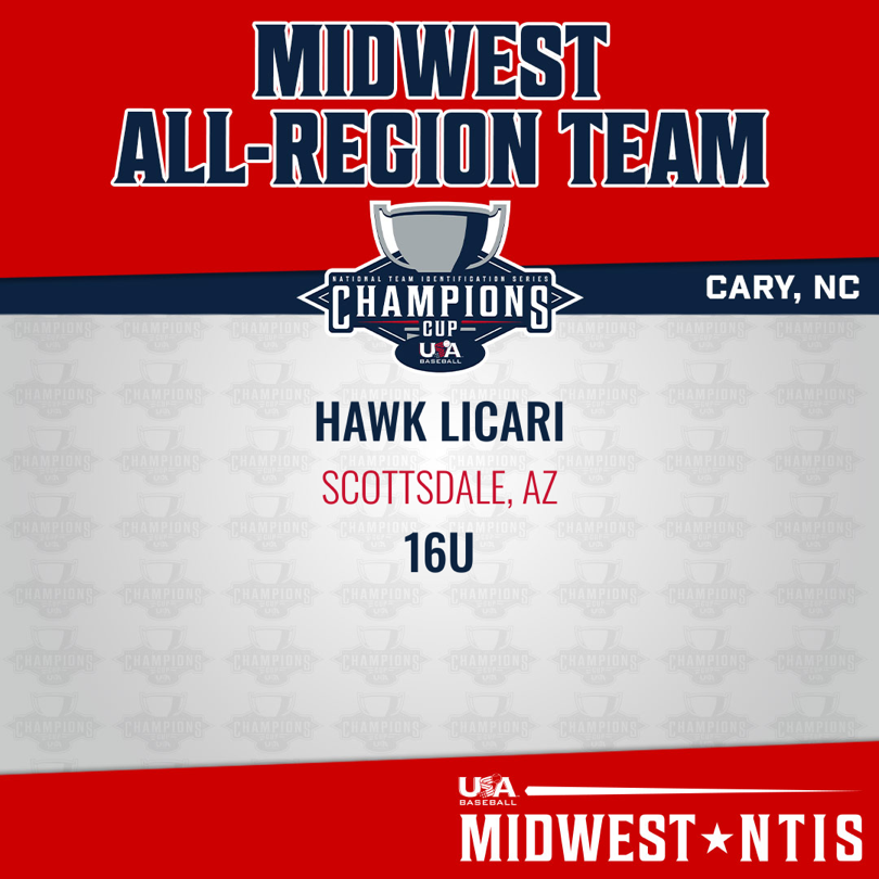HawkLicari's tweet photo. I am honored and excited to announce that I've been selected for the USA Baseball Midwest All-Region Team! #USABaseball #AllRegionTeam #TeamUSA https://t.co/sJRuC9820a