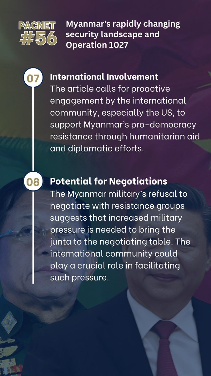 Pacific Forum (@pacificforum) on Twitter photo 🌏 #Myanmar’s security landscape is evolving fast. In #PacNet 56, <a href="/AungThuraKoKo/">Aung Thura Ko Ko</a>, Resident Vasey Fellow at #PacificForum, explores the impact of Operation 1027.
Don’t miss this insightful read: pacforum.org/publications/p…
#Security #Operation1027 #Geopolitics 🌏 #Myanmar’s security landscape is evolving fast. In #PacNet 56, <a href="/AungThuraKoKo/">Aung Thura Ko Ko</a>, Resident Vasey Fellow at #PacificForum, explores the impact of Operation 1027.
Don’t miss this insightful read: pacforum.org/publications/p…
#Security #Operation1027 #Geopolitics