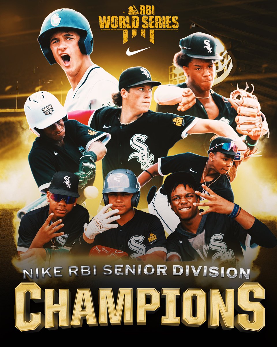 The Chicago <a href="/whitesox/">Chicago White Sox</a> are your 2024 NIKE RBI WORLD SERIES SENIOR DIVISION CHAMPS 🏆🔥‼️

Final score: 
White Sox 8, Dominican Republic 0