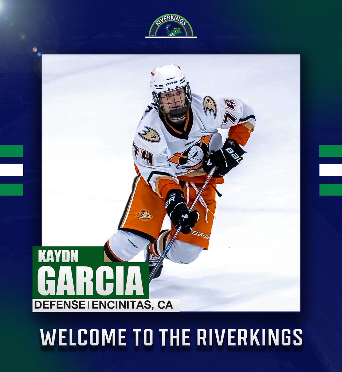 🚨 NEW SIGNING 🚨 

Defenseman, Kaydn Garcia has signed to the Riverkings family.

Garcia is a very physical enforcer and is not afraid to lay the body. While being a physical enforcer Kaydn is still an offensive threat. 

The Riverkings are thrilled to have you

#defendthereign