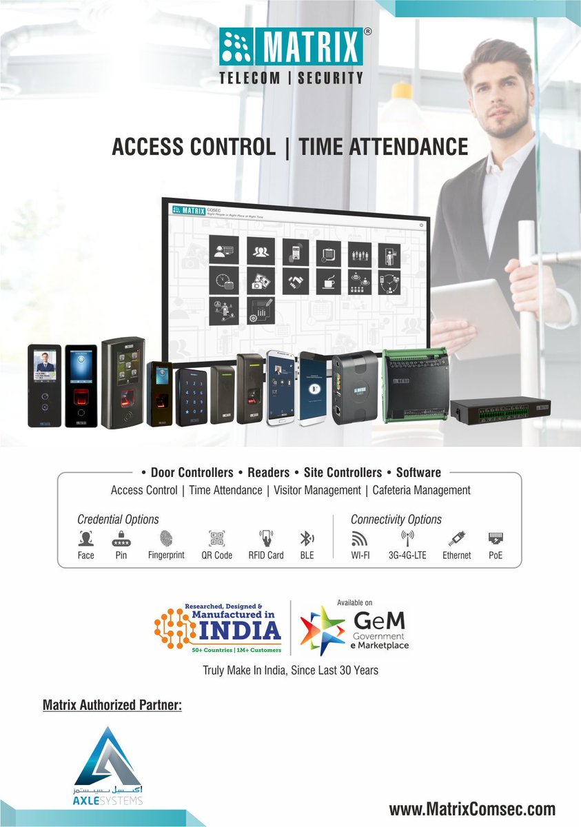 axlesystems's tweet photo. Axle Systems is the authorized distributor of Matrix Access control and time attendance systems in Qatar. Upgrade your security and time management with our reliable solutions. #MatrixAccess #TimeAttendanceSystems. https://t.co/8Zl20x2K98