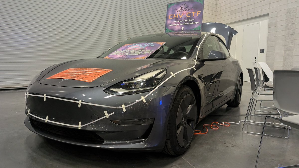 CarHackVillage's tweet image. Want to drive this home!?! Come win our CTF @defcon #defcon #hackersummercamp #tesla #sopurrty