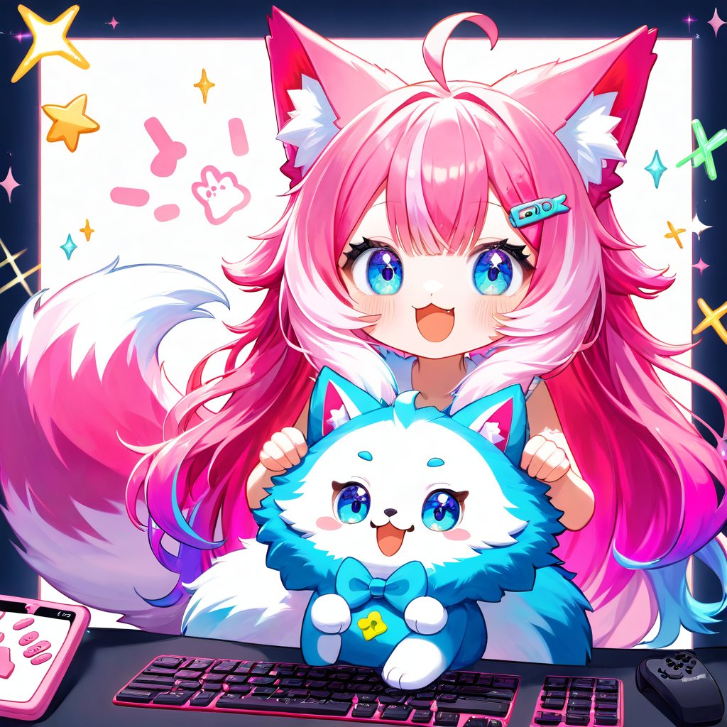 momojiai's tweet image. 🌟Today's the day! Finally streamed as Momo the Snofox VTuber! 🎮🌈🐱🌟 #ai #gaming #snofox #streaming #vtuber