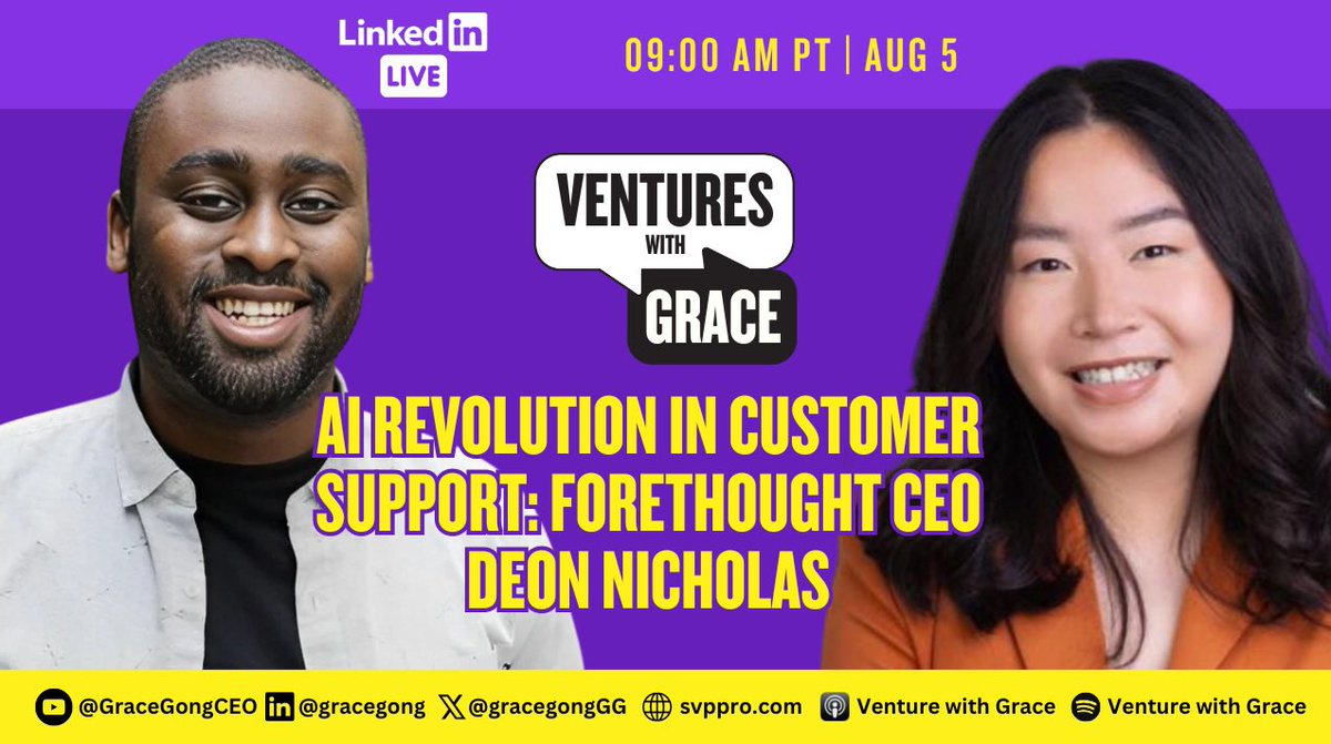 Grace Gong (@gracegonggg) on Twitter photo Listen to my convo with <a href="/dojideon/">Deon Nicholas</a> from <a href="/forethought_ai/">Forethought</a> on
Apple Podcasts: bit.ly/4bTCwpD
Spotify: bit.ly/3v1R0Tu
YouTube: youtube.com/@GraceGongCEO/…
#vc #startup Listen to my convo with <a href="/dojideon/">Deon Nicholas</a> from <a href="/forethought_ai/">Forethought</a> on
Apple Podcasts: bit.ly/4bTCwpD
Spotify: bit.ly/3v1R0Tu
YouTube: youtube.com/@GraceGongCEO/…
#vc #startup