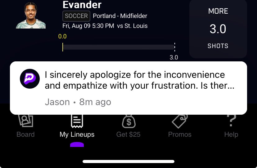 Desharion_'s tweet photo. @PrizePicks Please start soccer reboots this is ridiculous man he had 0 chance injured less than 15 mins in WHY NOT START SOCCER REBOOTS ⁉️&amp; support team doesn’t make it any better with copy n paste messages nobody wants your empathy we want change so help the people &amp; fix it @PrizeSupport https://t.co/8raCFyMnJI