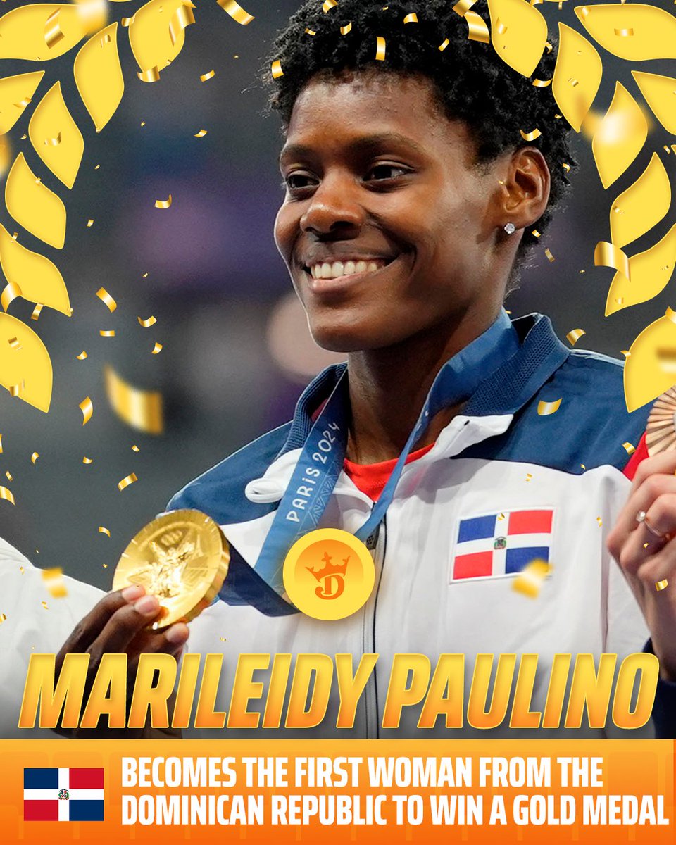 DKSports's tweet photo. Marileidy Paulino made history during the Women's 400M final 🙌

✅ Broke the Women's 400M record (48.17)
✅ Dominican Republic's first female gold medalist https://t.co/gjaZA3EVZn
