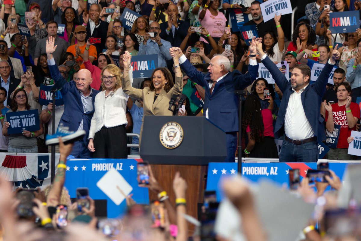 What a crowd — we’re ready to keep winning with <a href="/KamalaHarris/">Kamala Harris</a> and <a href="/Tim_Walz/">Tim Walz</a> this November!