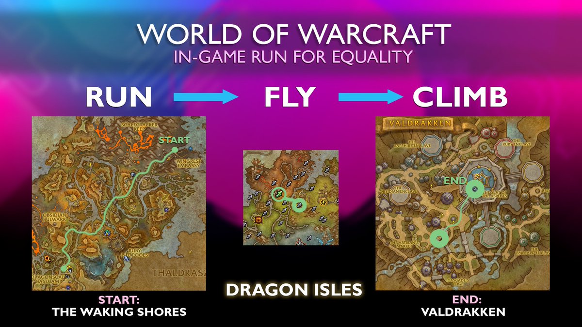 ActuallyArcane's tweet photo. 👟 10-11:30am PT - our in-game run begins!

📍We are running from the ports of the Dragon Isles on the Waking Shores to Valdrakken

NA: We'll list a raid group for you to join in &amp; you can find where we are on Twitch
EU: The incredible @dungeondojowow is coordinating! https://t.co/Fjj9p3J9Pn