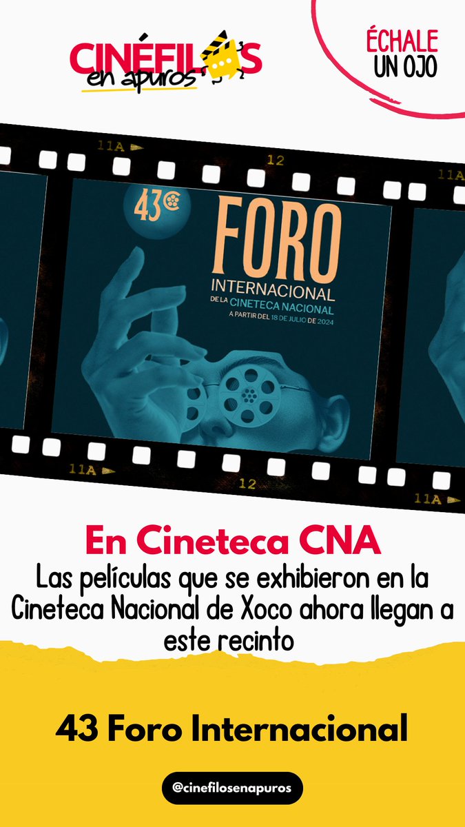 cinefilosapuros's tweet photo. @tourcinefrances @Cinepolis @CinetecaMexico @LaMatatenaAC @BenucaFilms 📽 Si eres de los cinéfilos que sí disfruta de ir al cine, entrar a la sala y ver la película, el #43Foro es lo que tus ojos y emociones necesitan. Fueron 14 títulos los que conformaron esta edición. https://t.co/xyQdRrKQ1M