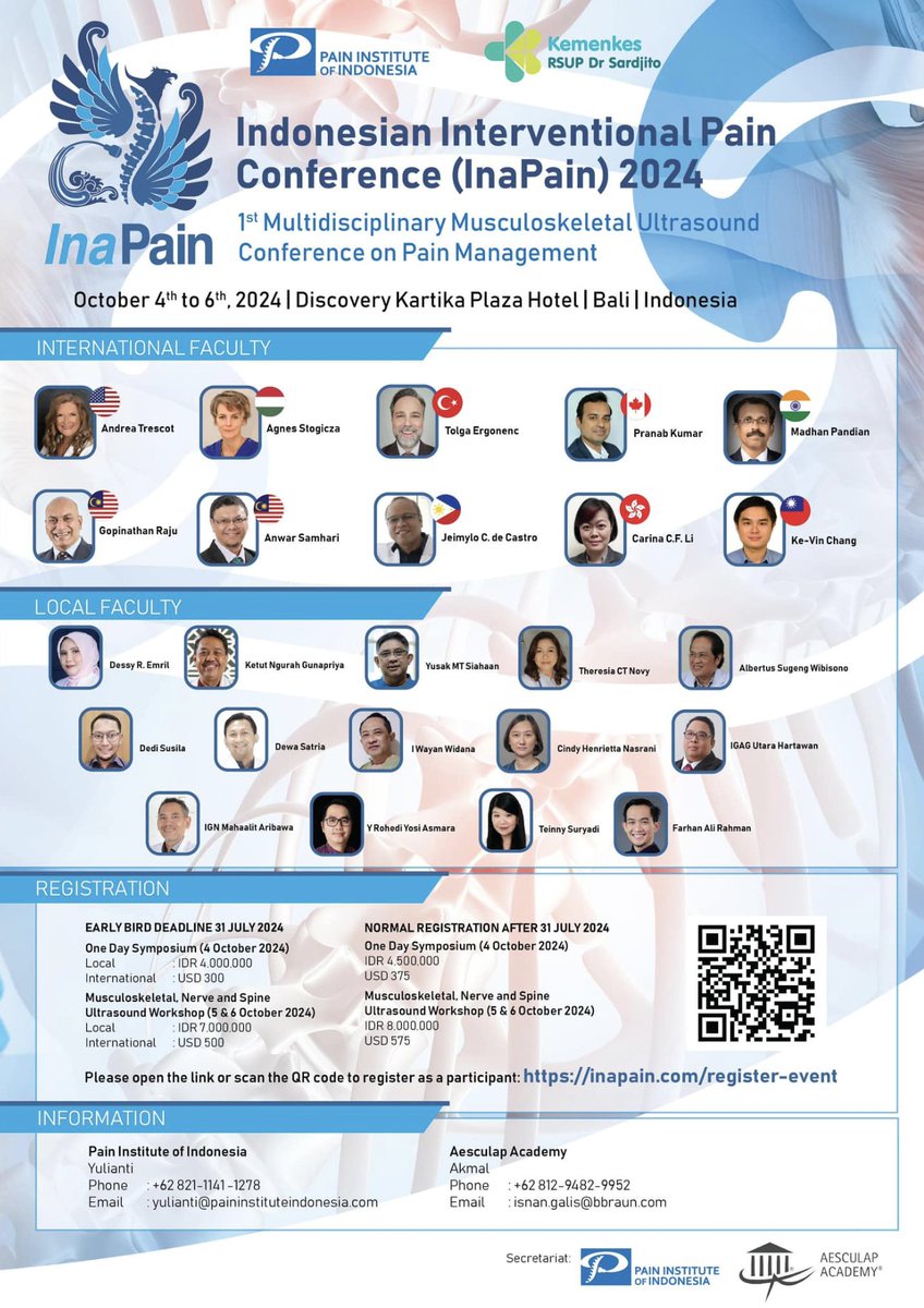 Pranab Kumar (@drpranabkumar) on Twitter photo “Join <a href="/yosiasmara/">Yosi Asmara</a> & world-renowned experts for the InaPain 2024 Conference in Bali, Indonesia!
Seize this unique opportunity to learn and enhance your knowledge in IPM”
inapain.com/register-event
Oct 4-6 Oct 2024 - Bali - Indonesia
#painmanagement #ultrasound #msus “Join <a href="/yosiasmara/">Yosi Asmara</a> & world-renowned experts for the InaPain 2024 Conference in Bali, Indonesia!
Seize this unique opportunity to learn and enhance your knowledge in IPM”
inapain.com/register-event
Oct 4-6 Oct 2024 - Bali - Indonesia
#painmanagement #ultrasound #msus