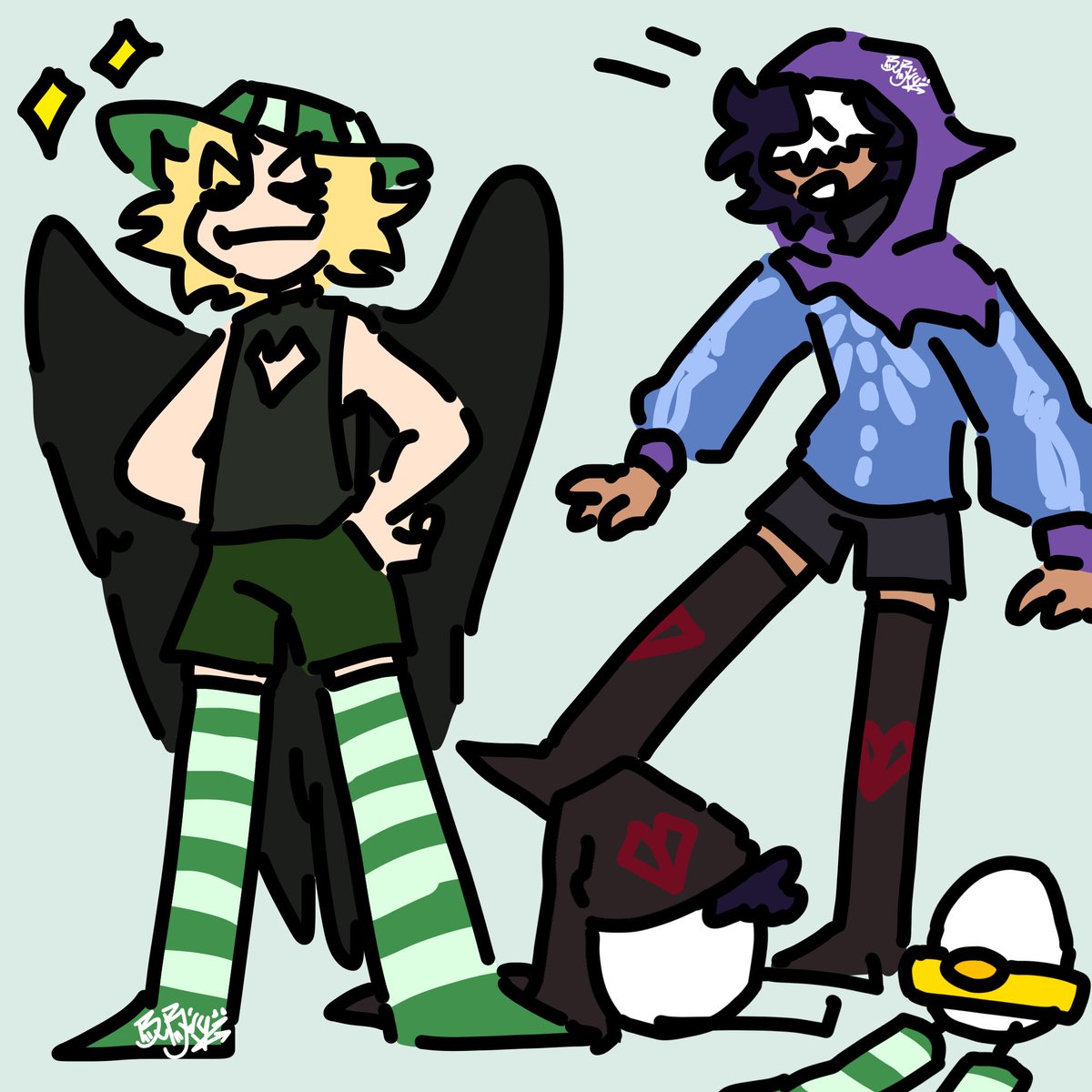 Bubvy_'s tweet photo. *sighhhh* Never in my life did I think I'd draw Philza Minecraft in thigh highs but here we are

(And Missa)

(And the rest of the death family)

#philzafanart #missafanart #deathduo #qsmp #qsmpfanart https://t.co/vHdB2FuGH9