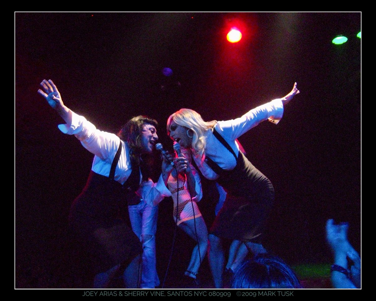 marktusk's tweet photo. #OTD, er, morning @joeyariasnyc &amp; @misssherryvine 📷2009 at santos, nyc 
am i hi or do the backup dancers look like weird appendages 🤷‍♂️💃 
#timecodesez 2:05am 
#draglegends🦵🏼 https://t.co/szLHeDJYxa