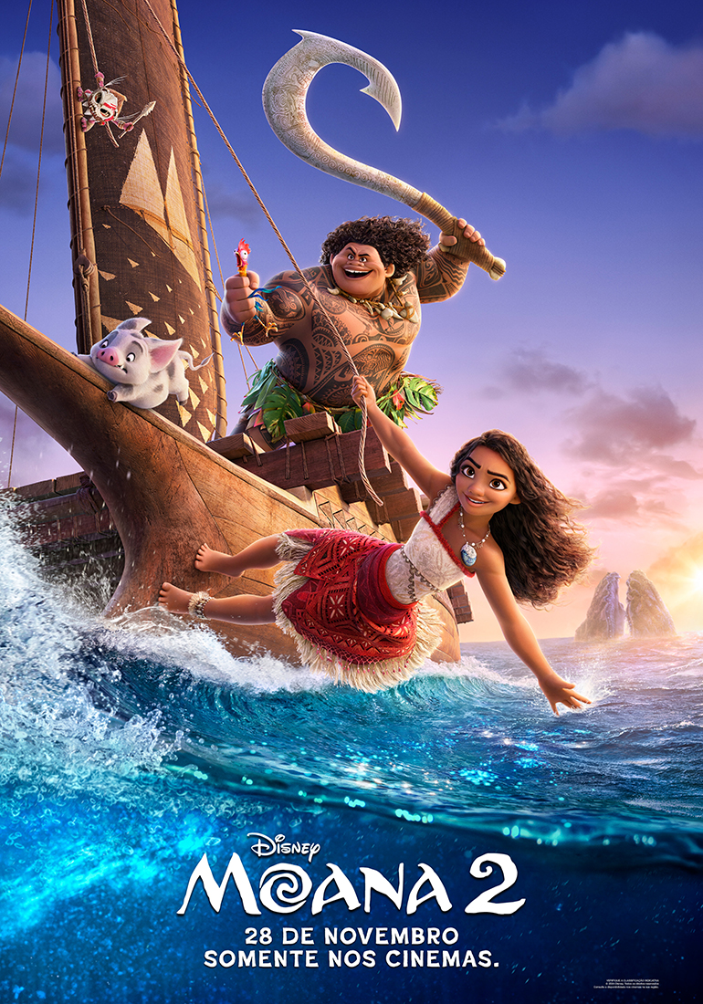 DisneyStudiosBR's tweet photo. Desbrave a emocionante e inédita jornada com #Moana2, que chega aos cinemas em 28 de novembro. https://t.co/5s1SYDxigJ