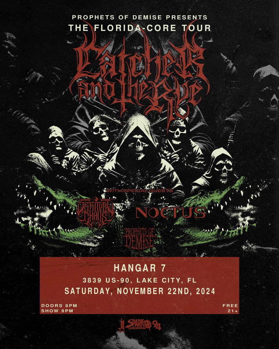 Our next Lake City show, Florida -Core describes it well. Several different sub genres of metal, all distinctly Florida. Gonna be a banger!