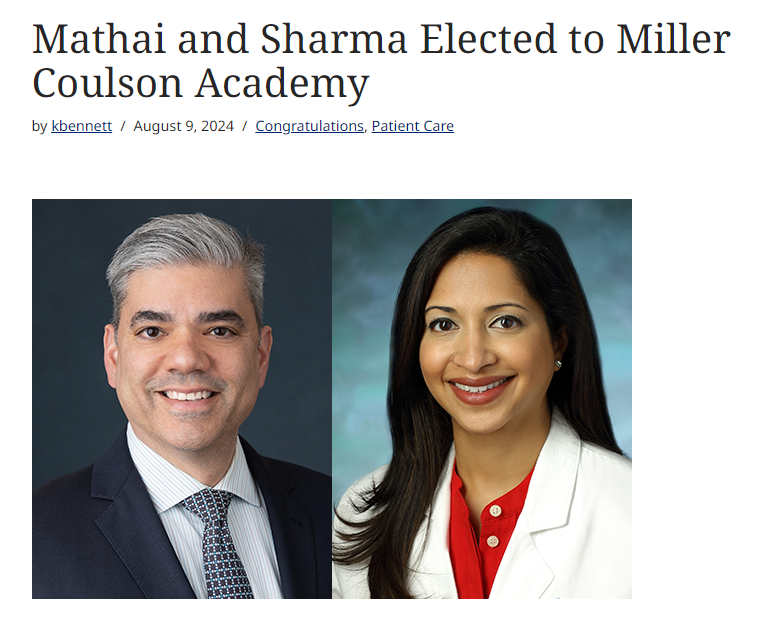 mmccormackmd's tweet image. Congratulations @SteveMathaiMD ! Miller Coulson is the highest honor recognizing excellence in patient care. Your commitment to improving the live of your patients is remarkable and appreciated by your colleagues, your patients, and their families!