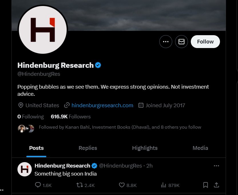 Sansani Frauds (<a href="/HindenburgRes/">Hindenburg Research</a>).
They were so wrong in Adani.
Poor retail investors lost money in panic.

Now what you want? Quant?