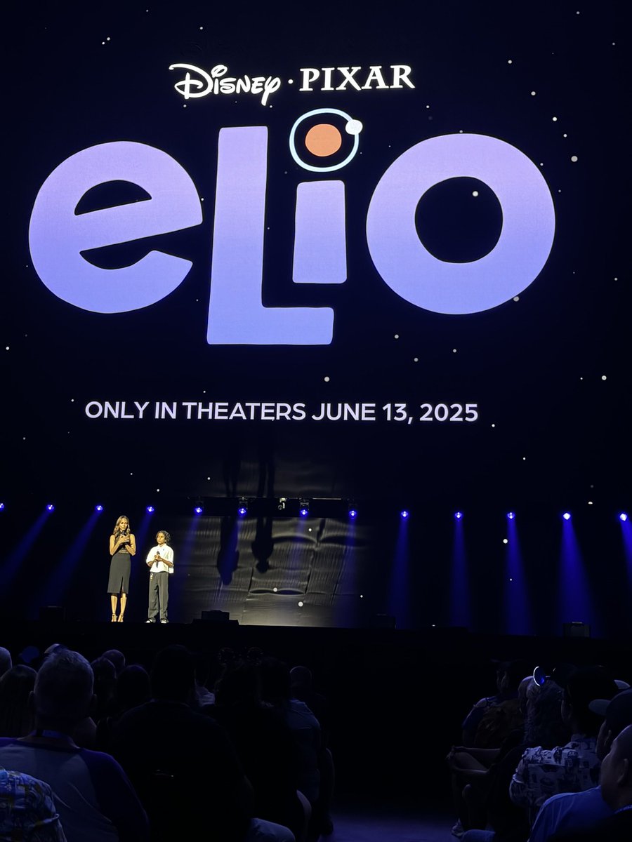 TheBackstageXP's tweet image. Yonas Kibreab and Zoe Saldaña are on stage for the new @pixar movie &apos;ELIO&apos; 

Launching into theaters Summer 2025!

#D23 #D23Expo2024