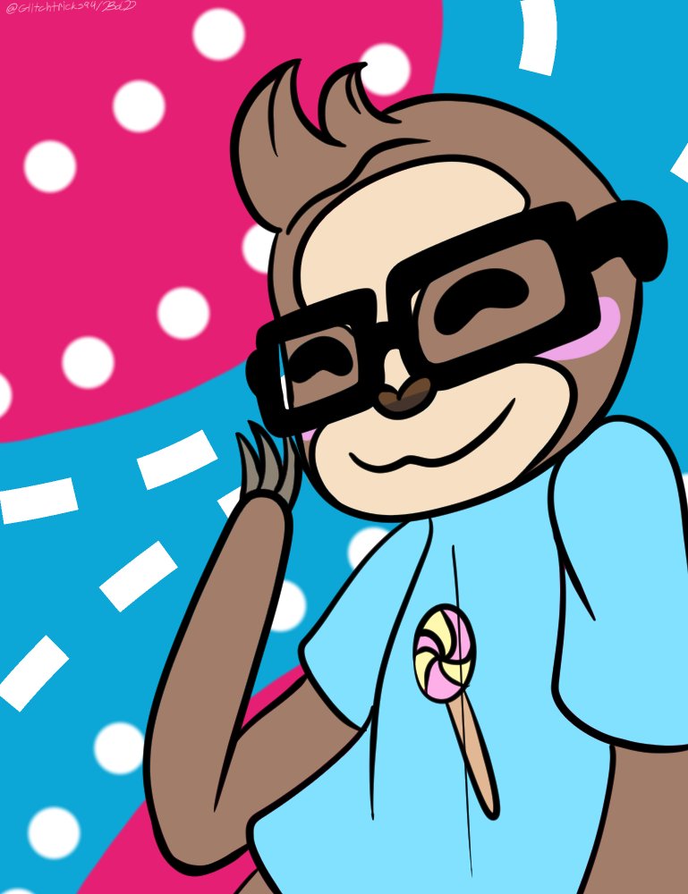 glitchtricks94's tweet photo. A little doodle I whipped up of the @dork_studios mascot Glen just for fun :3

#dorkstudiosgift
#art #digitalart #DigitalArtist #illustration #sloths https://t.co/UhELPi096g
