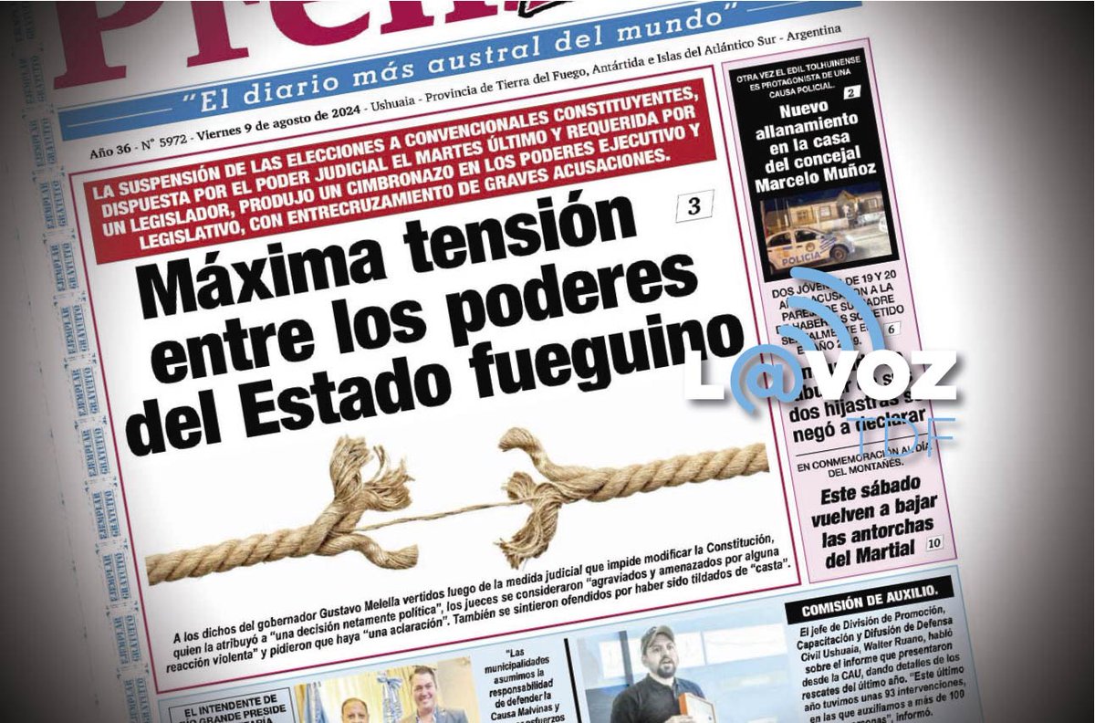 LaVozTDF's tweet photo. #ReformaConstitucional: Para #AMyF, los dichos de #GustavoMelella podrían interpretarse como “un llamado a una reacción violenta” #AsociaciónDeMagistrados @justiciatdf #FinDelMundo https://t.co/HzRzSk2akB https://t.co/qSmPRHqBCJ