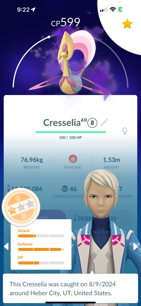 GoProCraig's tweet image. Could have been worse? Checked off the collection regardless 💜 #PokemonGO #cresselia #shadowpokemon #teamrocket