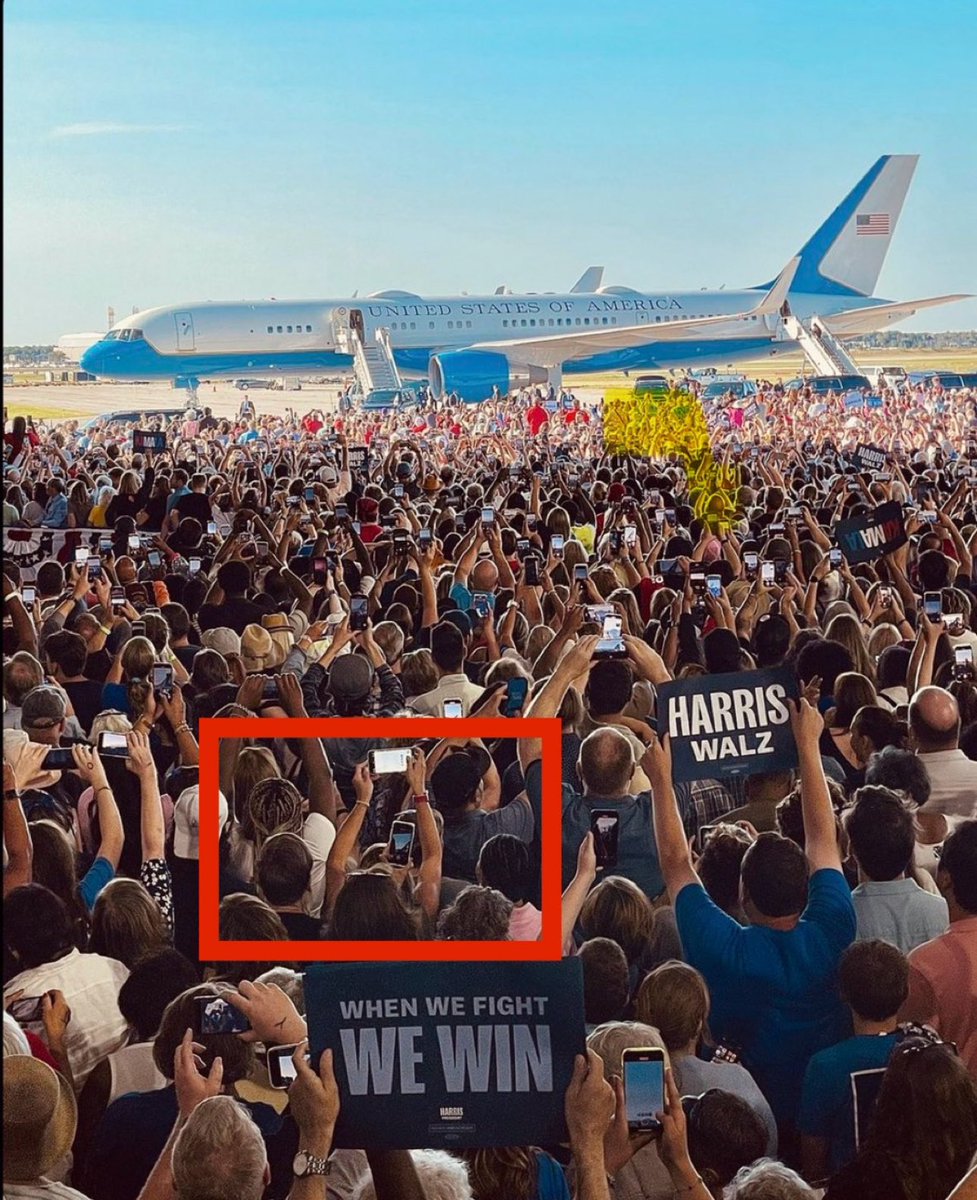 Another dead giveaway that <a href="/KamalaHarris/">Kamala Harris</a>’s Campaign is using AI to create FAKE images to deceive people into thinking she has crowds at her rallies are the phone screens. 

If you zoom into the photo I posted below, you will see none of the phone screens in the picture show the