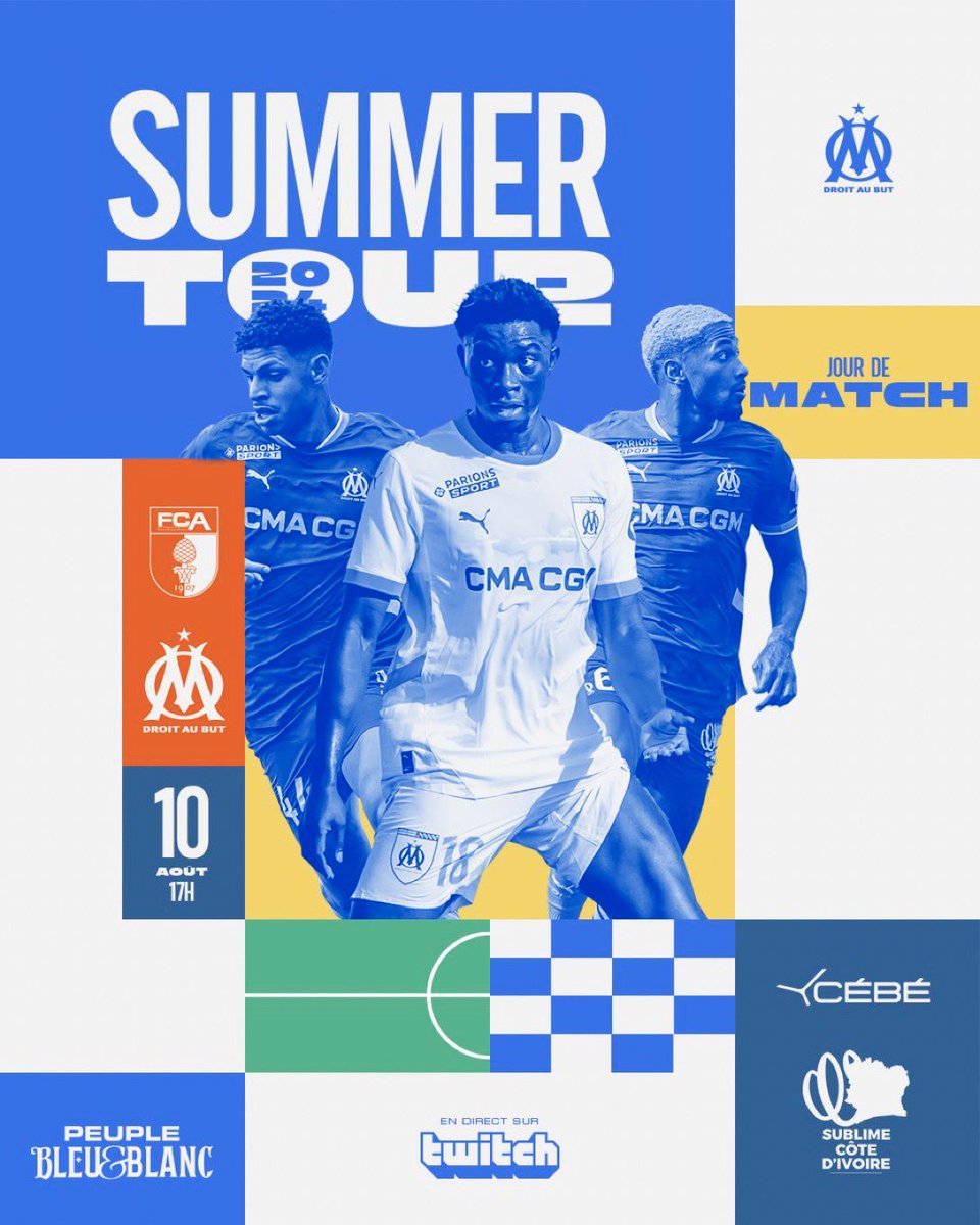 Johan_OhJeune's tweet photo. ⚽️ JOUR DE MATCH ! 🔵⚪️
🧍♀️ @OMfeminines
🆚 @ASCannes1902
🕔 17:00
📍 OM Campus
🧍♂️@OM_Officiel
🆚 @FCAugsburg
🕔 17:00
📍WWK Arena
📺 En direct pour les subs Twitch et les membres Peuple Bleu&Blanc
#TeamOM #AFCOM #OMASC https://t.co/25Mo6CLNfc