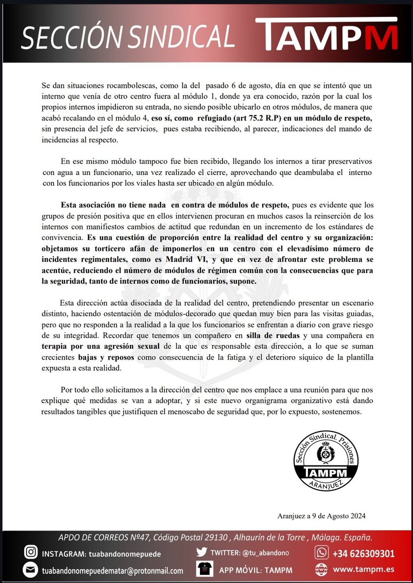 Madrid VI. Crónica de una muerte anunciada. El polvorín generado por la dirección está a punto de generar una desgracia fatal. Escrito queda.