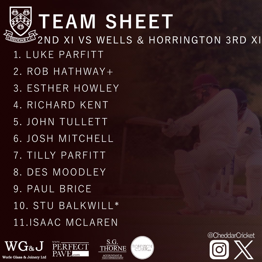 Here are the squads for this weekends fixtures.

You’ll notice there’s an extra team sheet this week. 

The ladies are making their competitive debut, playing in Mark CC’s tournament starting at 12:30pm this Sunday!. They’ll be playing in 4 games across the day, Good luck ladies!