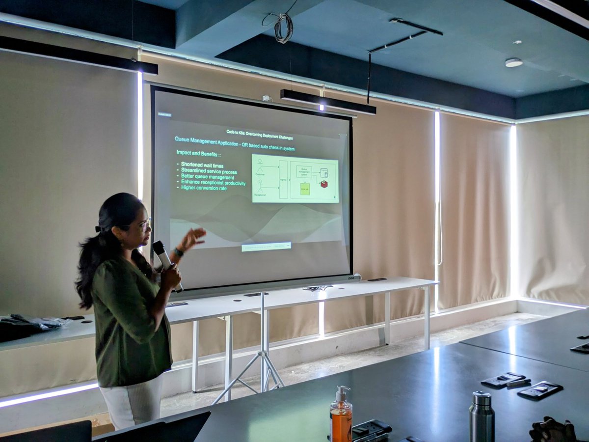 aman_manapure's tweet photo. @ankitnayan @anshulsao @FacetsCloud @SeemaSaharan5 @autodesk @SaiyamPathak @vcluster @kubernetesio @harsh_thakur_1 @buildsafedev ⚡️Lightning Talk 3 at #PlatformMeetupBLR: @vrushaliSRaut tackles "Code to K8s: Overcoming Deployment Challenges." 🚀 Learn how to navigate Kubernetes deployment obstacles! #Kubernetes #DevOps https://t.co/S1tLnTwjha