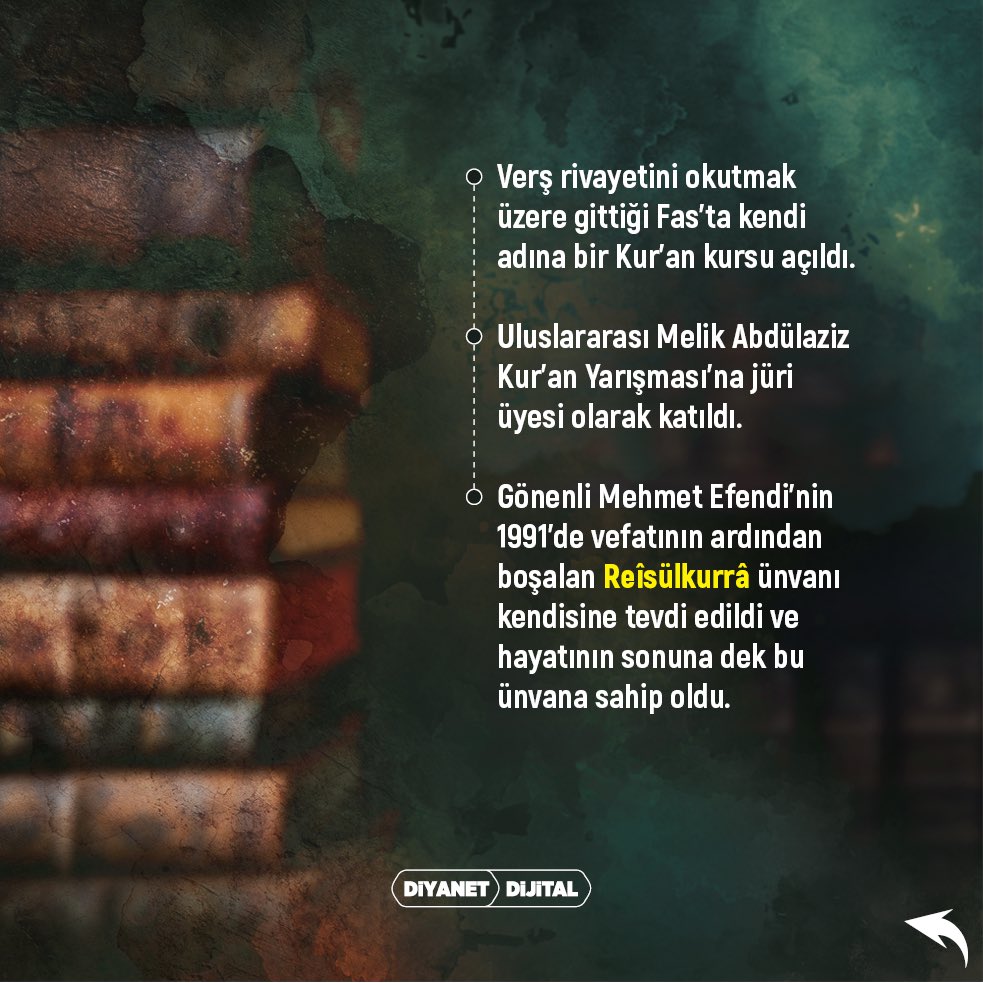 DiyanetDijital's tweet photo. Hayatını Kur’an’a Vakfetmiş Bir Reîsülkurrâ: Abdurrahman Gürses

#ReisülKurra #AbdurrahmanGürses #İnfografi #DiyanetDijital https://t.co/BUeRsGC6vX