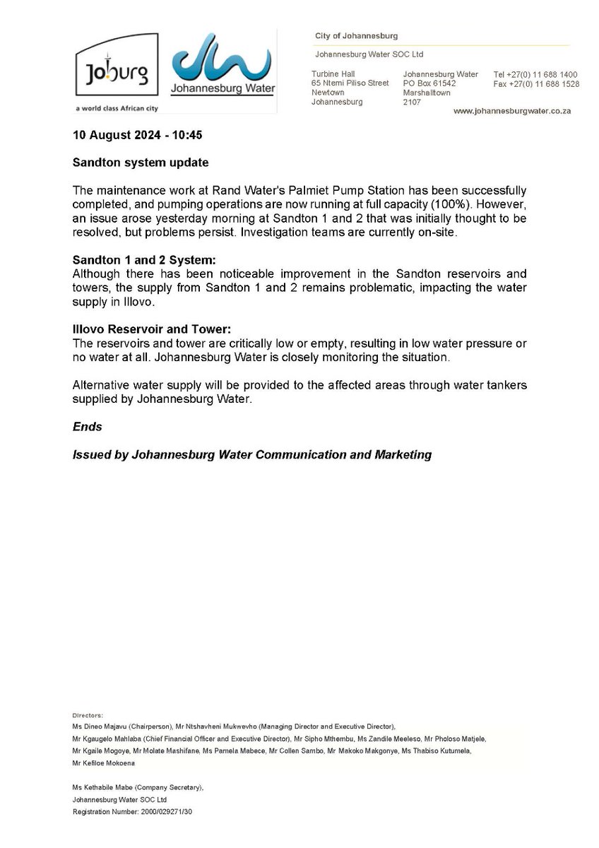 Johannesburg Water tweet media