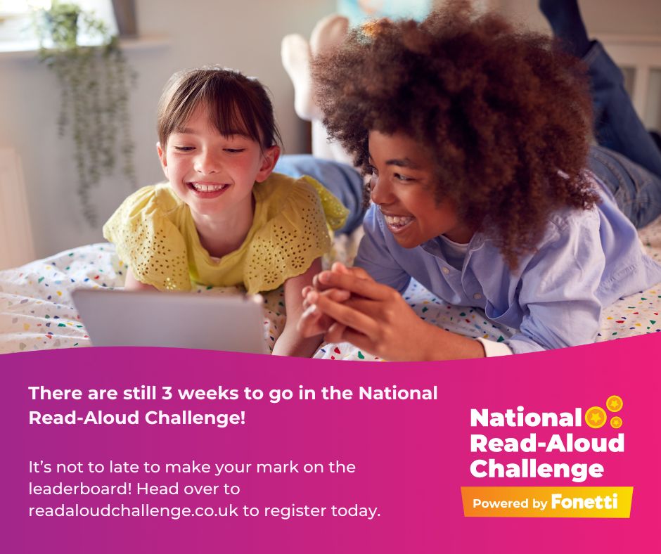 FonettiApp's tweet photo. 📚 Only 3 weeks left of the National Read-Aloud Challenge! 🎉 Celebrate your child's milestones and achievements so far. Have you earned your first certificate or made it on the leaderboard? It's not too late! Register now and access hundreds of free books until Aug 31st! 🚀 https://t.co/j51HES09C0